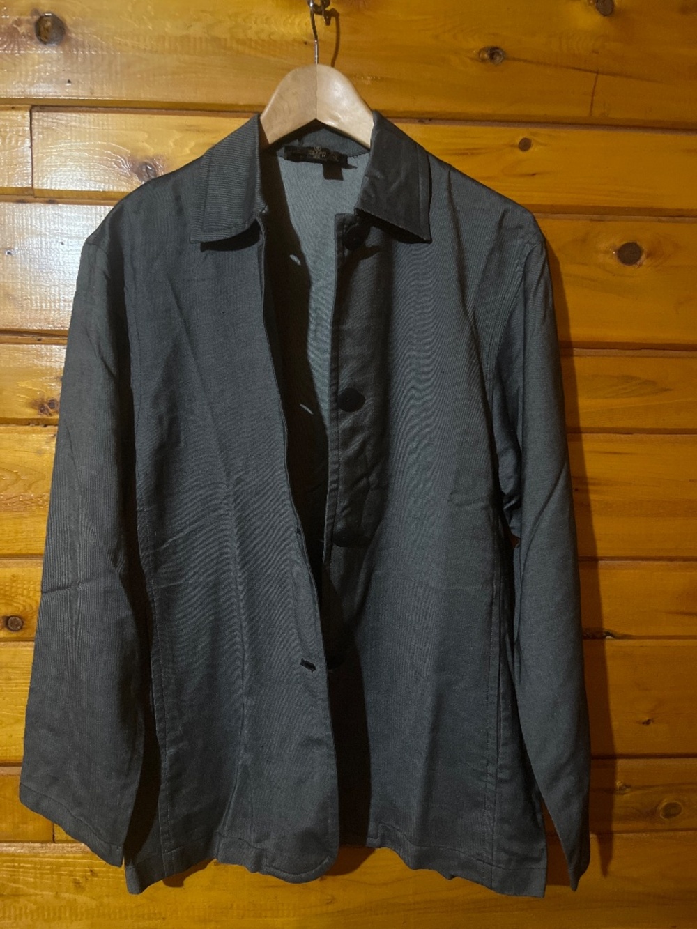 100% Silk Charcoal Grey Gray Shacket Jacket with Pockets